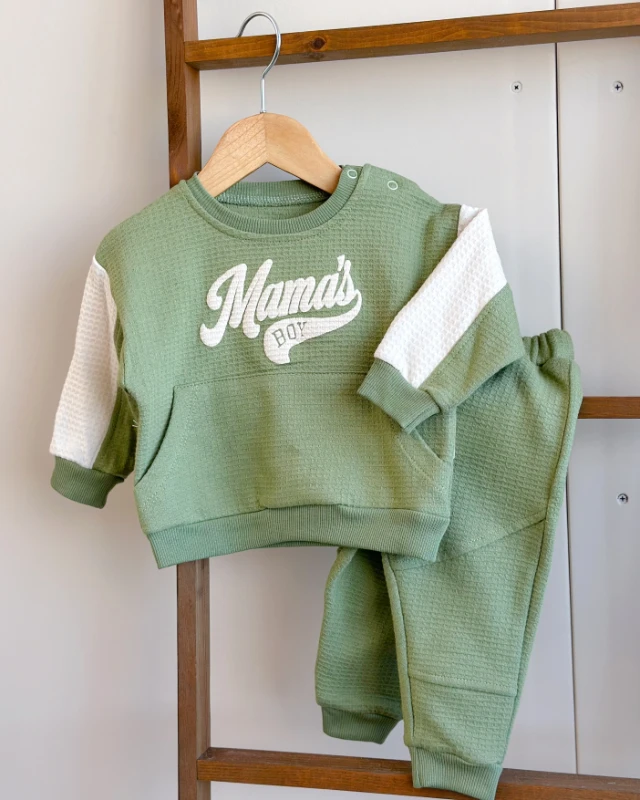 Mamas boy waffle kumaş mevsimlik 2li bebe takım