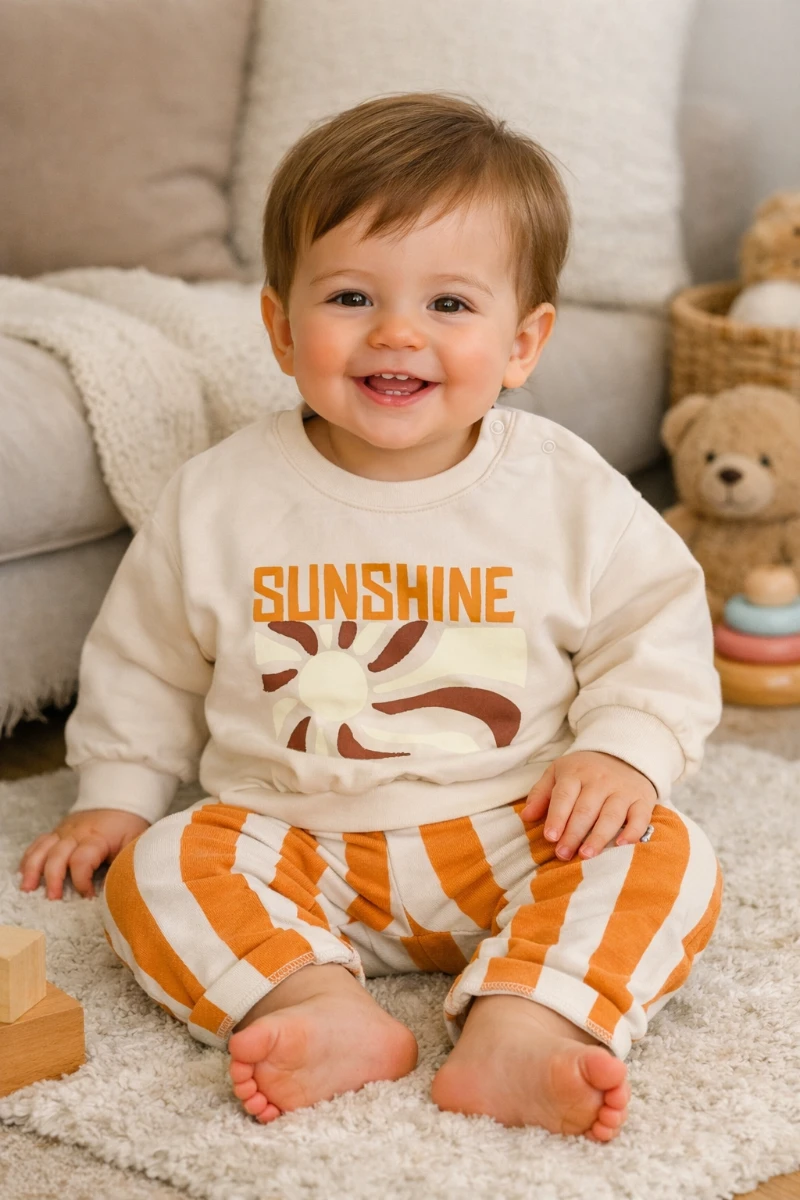 Sunshıne baskı detaylı mevsimlik 2li bebe takım