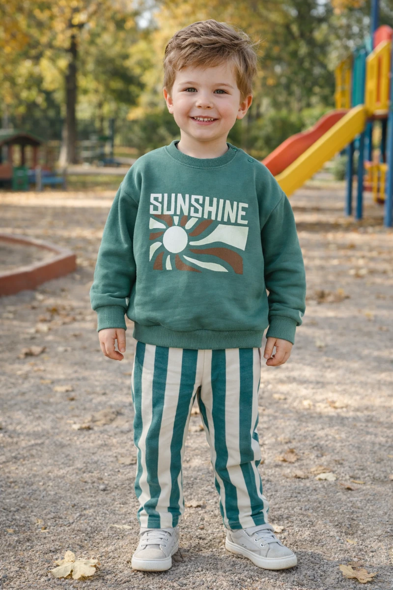 Sunshıne baskı detaylı mevsimlik 2li çocuk takım