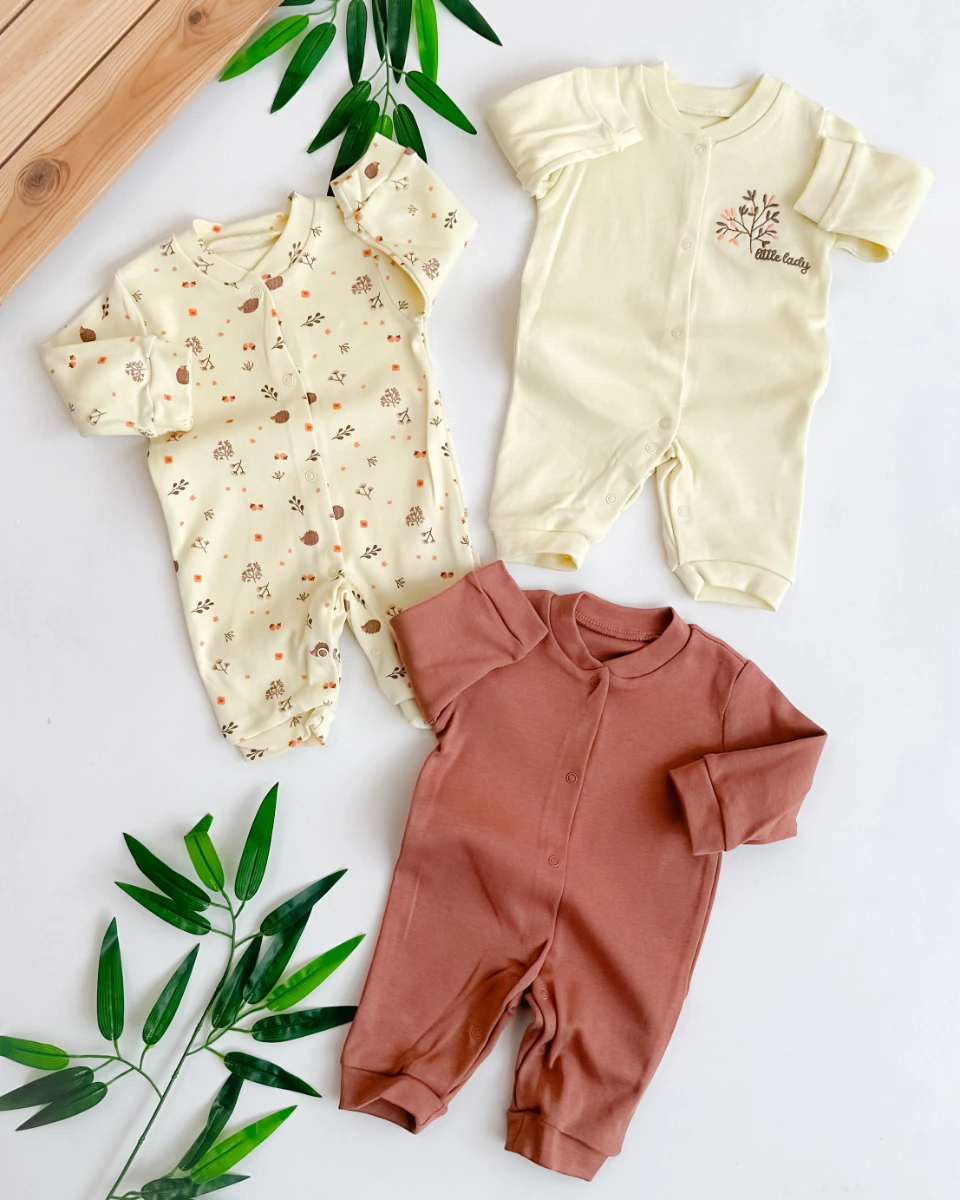 Palamut yaprak detaylı 3lü kız tulum set