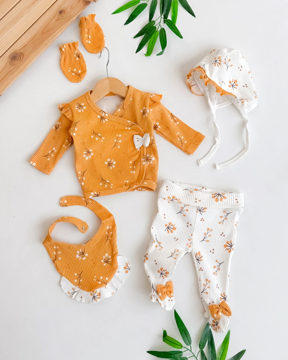 Pamukçuklar detaylı premium 5li kız yenidoğan set