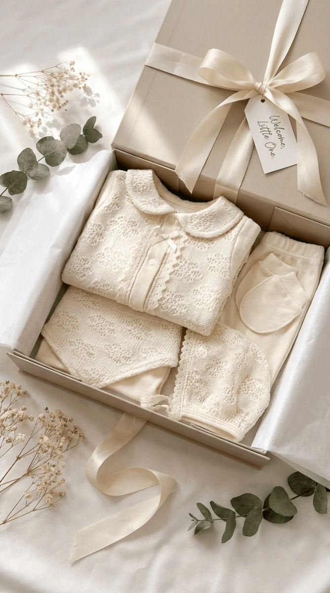 Zarif dantel detaylı premium yenidoğan kız bebe 5li set