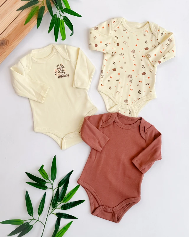 Palamut yaprak detaylı 3lü kız badi