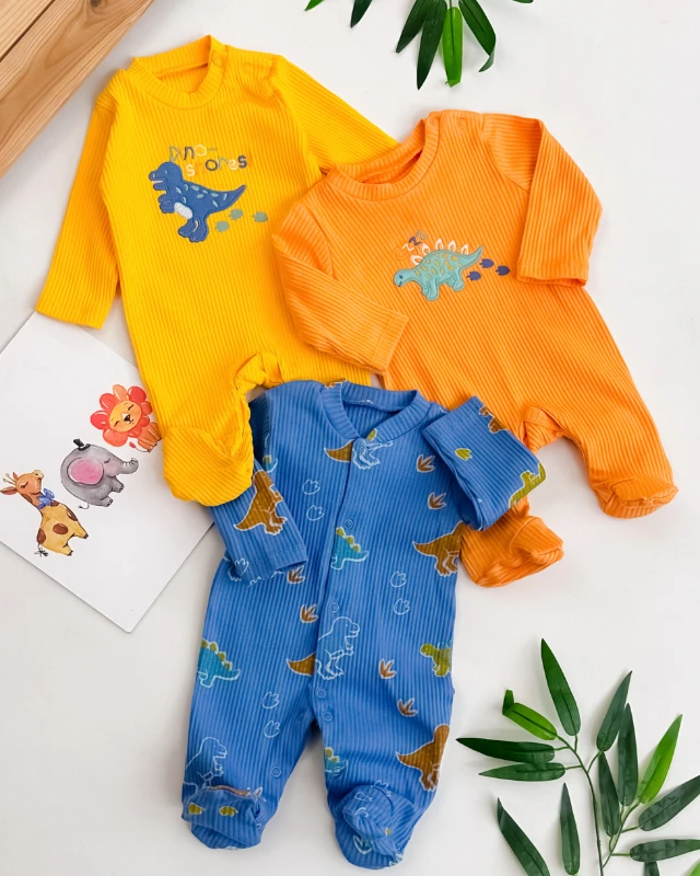 Sevimli dinolar 3lü bebe tulum