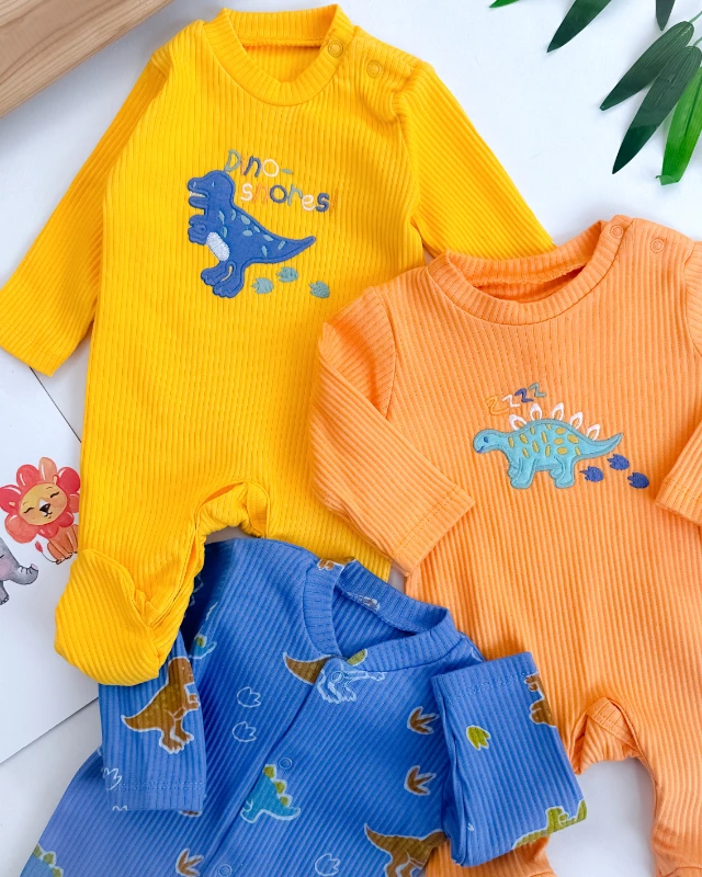 Sevimli dinolar 3lü bebe tulum