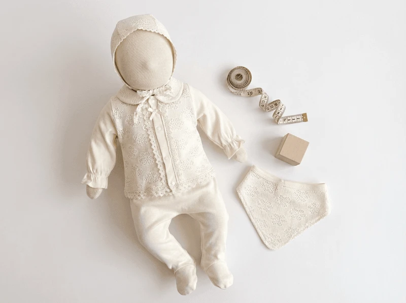 Zarif dantel detaylı premium yenidoğan kız bebe 5li set