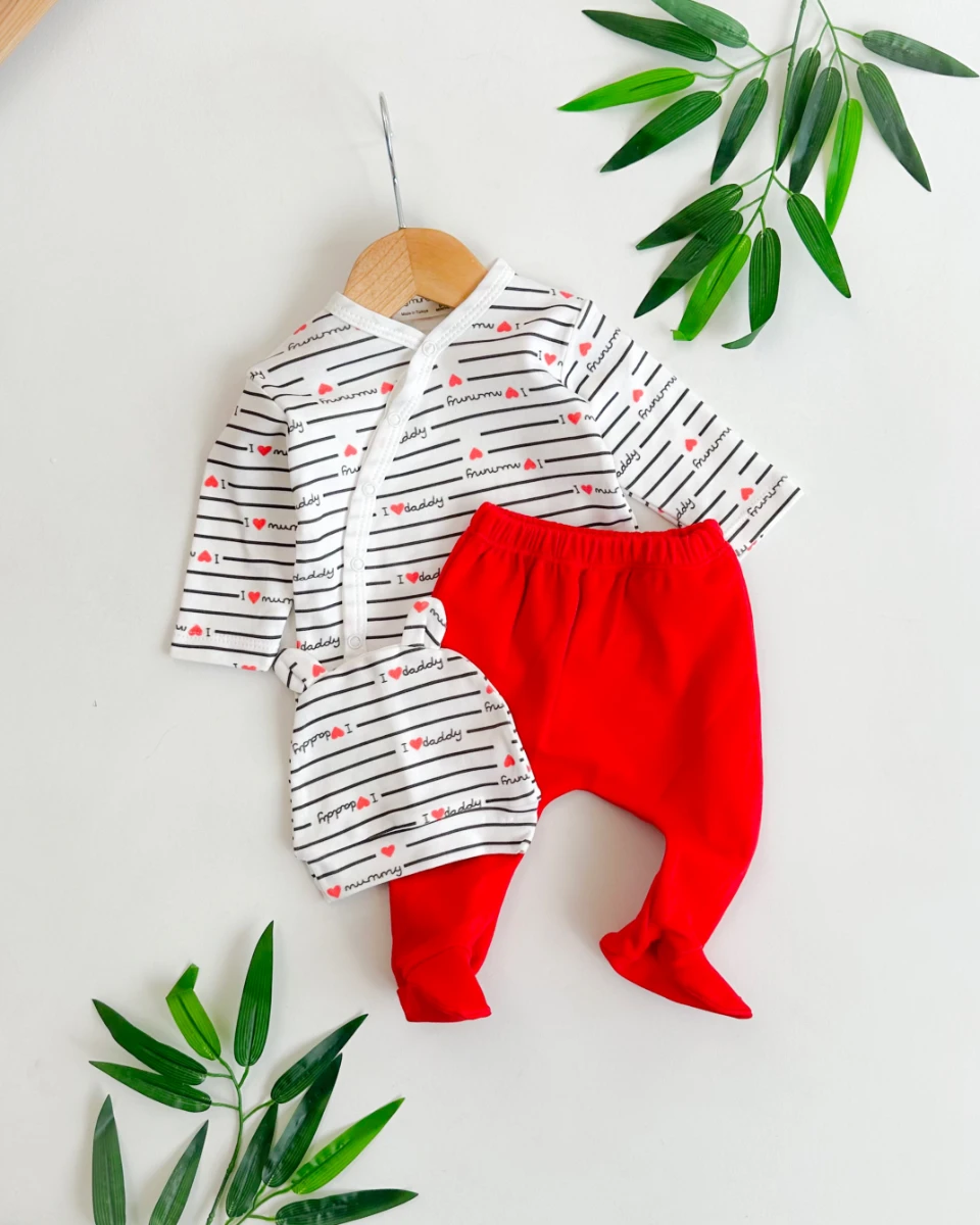 Daddy mommy mevsimlik 3lü unisez bebe takım