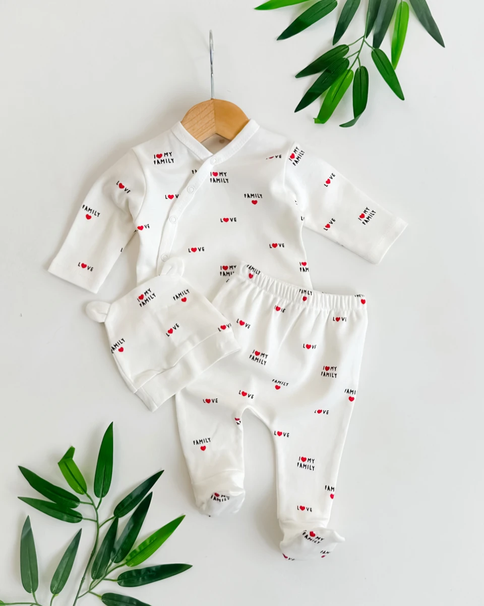 Love family mevsimlik 3lü unisex bebe takım