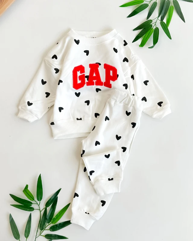 Gap siyah kalp desenli 2li kız çocuk takım