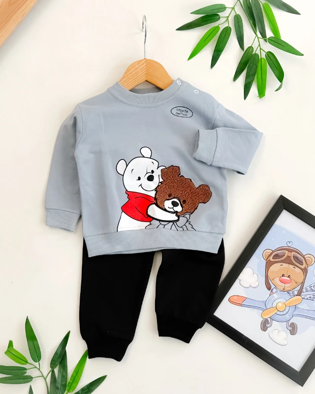 Poo ve ayıcık arkadaşı mevsimlik 2li erkek bebe takım
