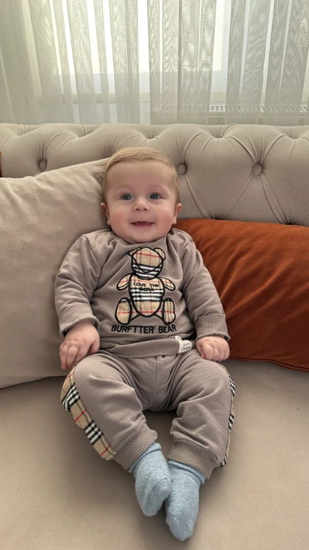 Love the bear çizgi detay omuzdan çıtçıtlı mevsimlik 2li takım