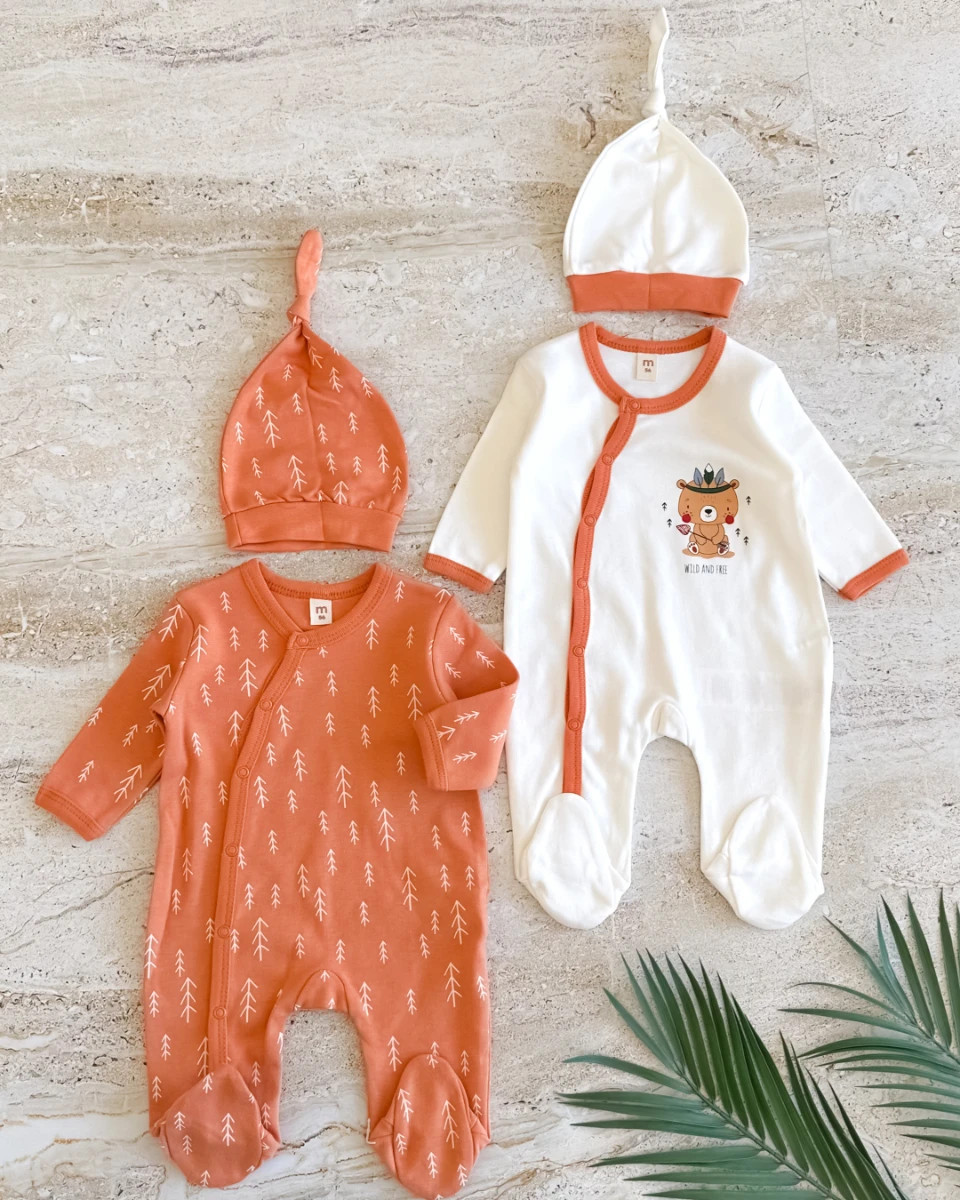 Wild and free boydan çıtçıtlı mevsimlik penye 4 parça tulum set 