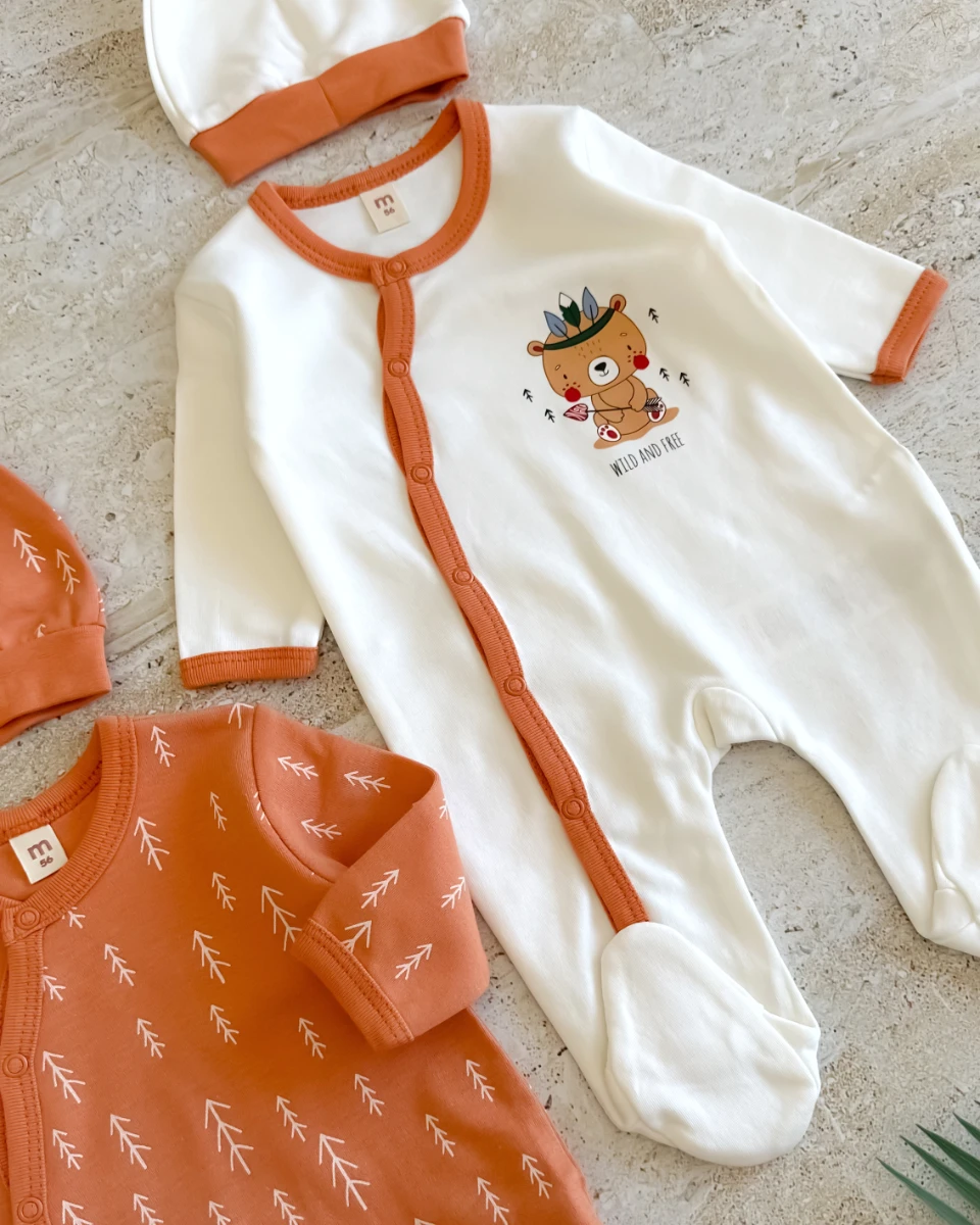 Wild and free boydan çıtçıtlı mevsimlik penye 4 parça tulum set 