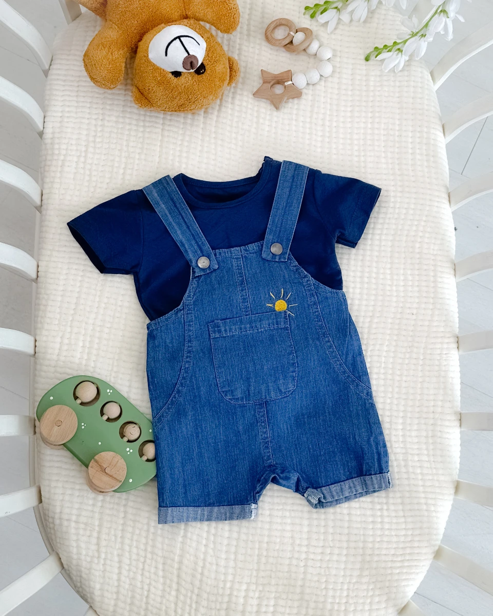 Güneş cep detay omuzdan çıtçıt tshırt yazlık slopet 2li set 