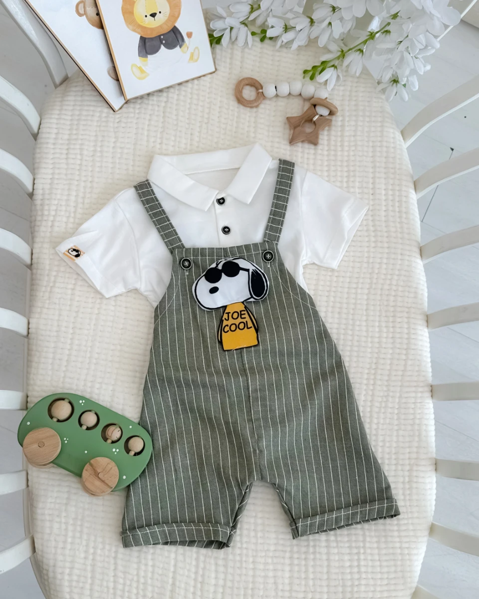 Joe cool çizgili salopet penye badi yazlık 2 parça set 