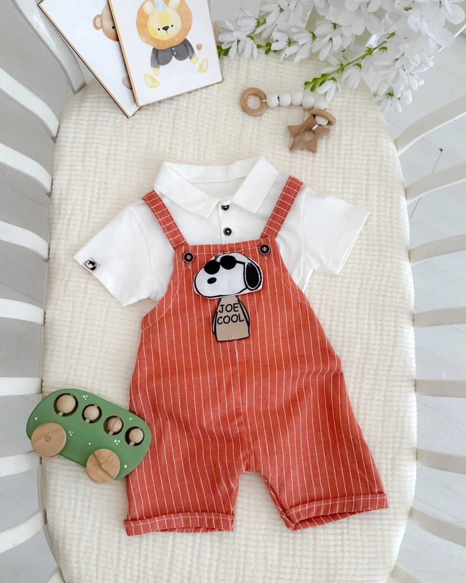 Joe cool çizgili salopet penye badi yazlık 2 parça set 