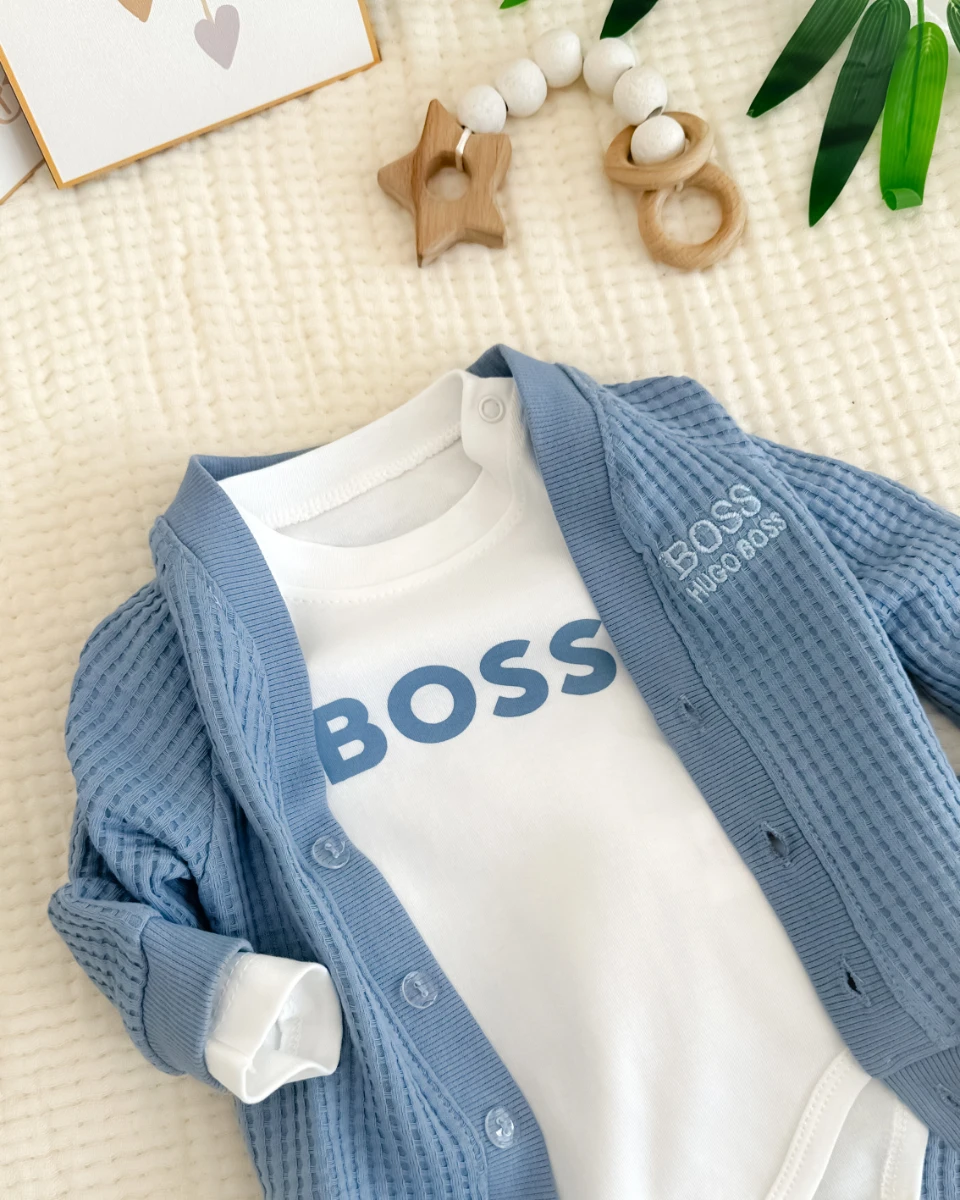 Boss yazılı badili hırkalı mevsimlik 3lü erkek bebe takım 