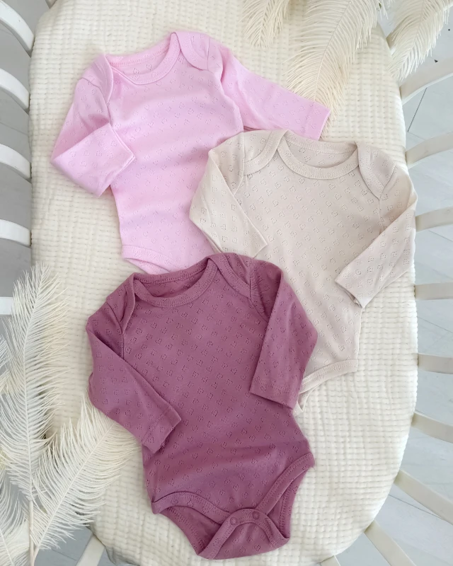 Klimalı ince 3lü kız bebe çıtçıtlı badi