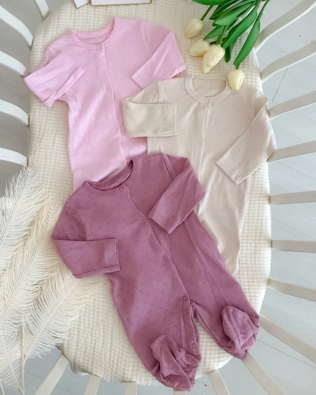 Klimalı ince yazlık 3lü kız bebe tulum