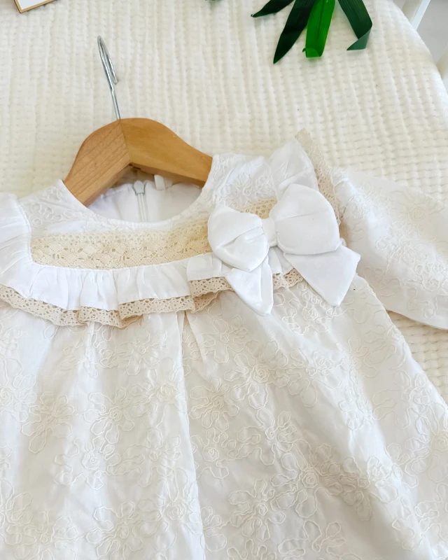 Büyük Fiyonk detaylı premium kız bebe elbise