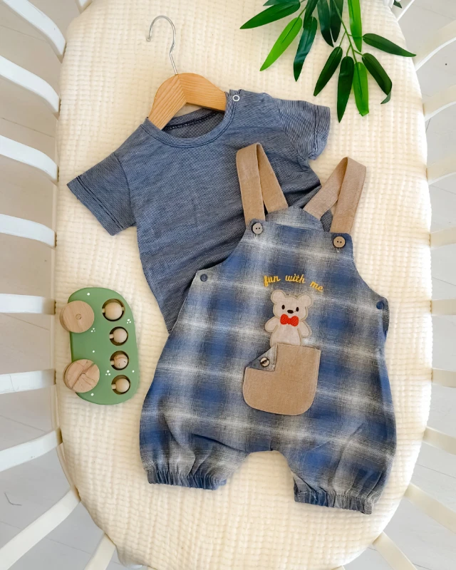 Fun with me yazlık erkek 2li salopet takım