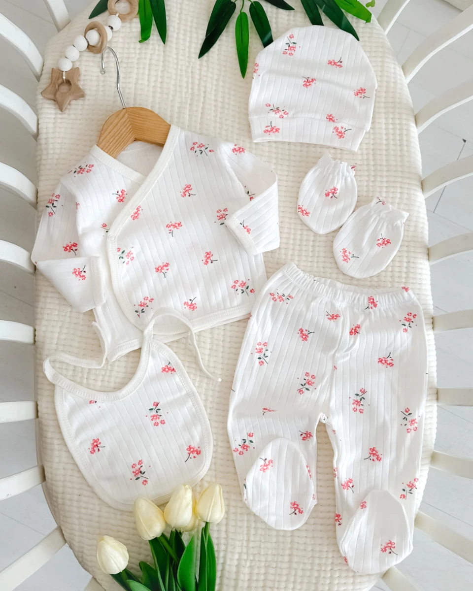 Bahar çiçek desen kız 5li yenidoğan hastane çıkışı