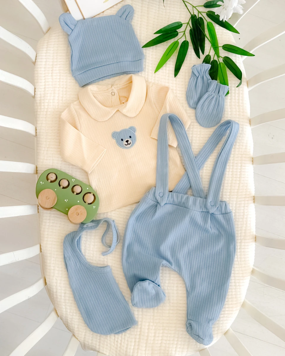 Bear nakış salopetli yenideoğan erkek hastane çıkışı