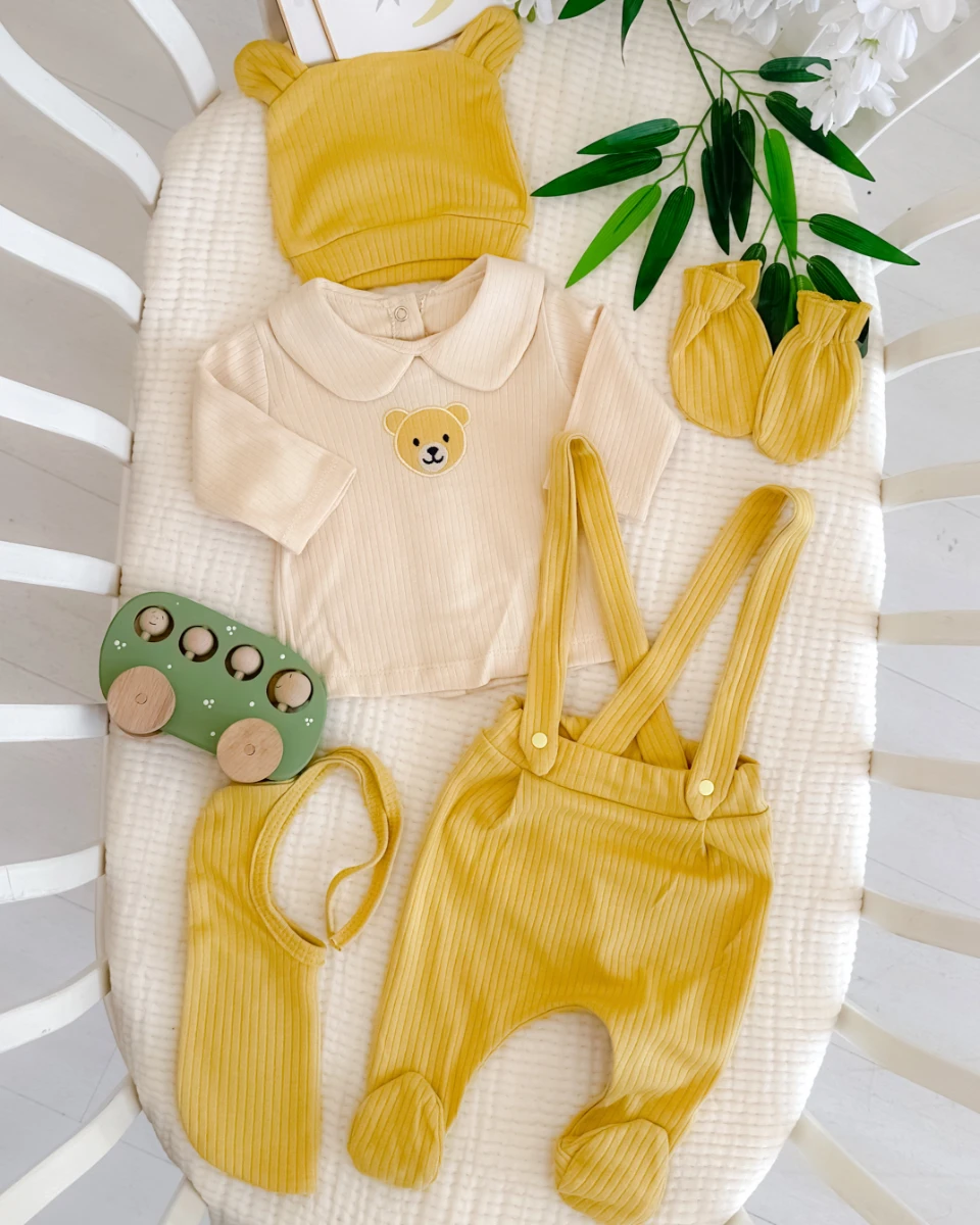 Bear nakış salopetli yenideoğan erkek hastane çıkışı