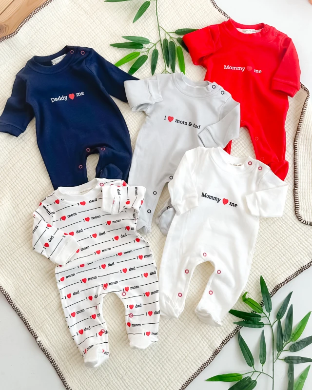 I love mom dad yenidoğan 5li premium tulum set