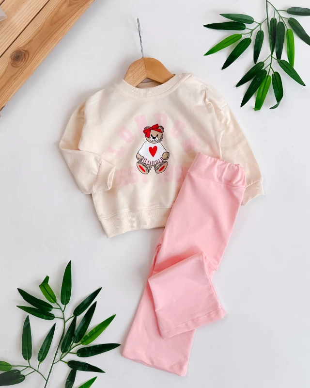 London ayıcık baskılı 2li kız bebe takım