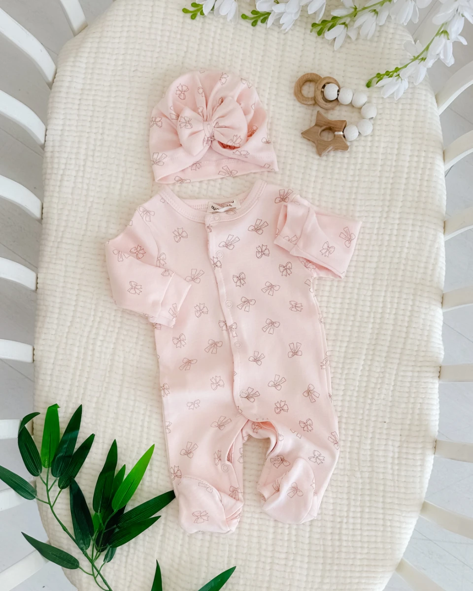 Renk cümbüşü boydan çıtçıtlı ayaklı mevsimlik penye kumaş yenidoğan 5li tulum set 