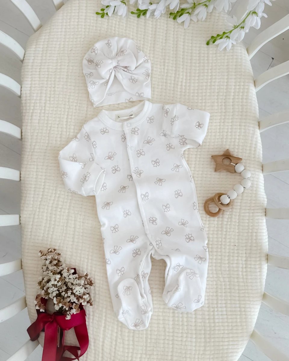 Sevgi bahçesi boydan çıtçıtlı ayaklı mevsimlik penye kumaş yenidoğan 5li tulum set 