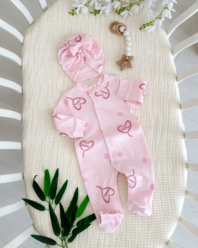 Masal dünyası boydan çıtçıtlı ayaklı mevsimlik penye kumaş yenidoğan 5li tulum set 