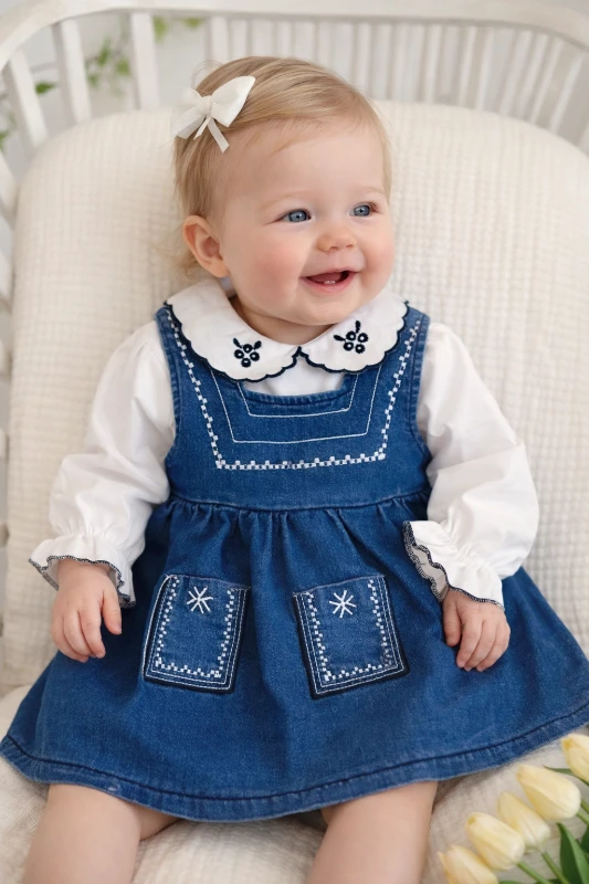 Vintage yaka kot bebe elbise 