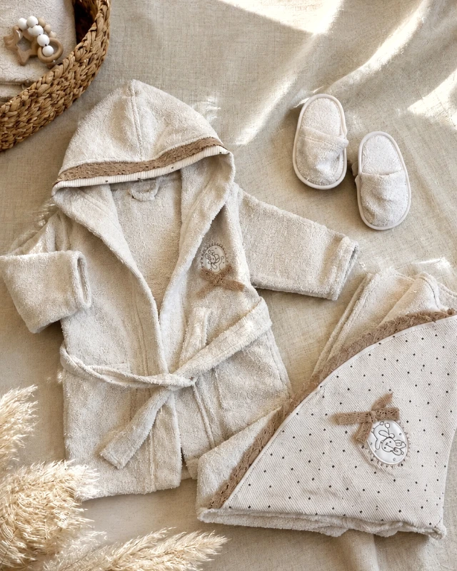 Vintage desen 3 parça bebe hamam seti ( 0.12 ay uyumlu )