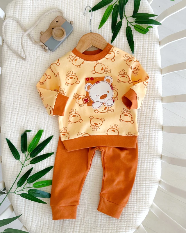 Hi bear omzuadn çıtçıtı mevsimlik bebe 2li pijama takım 