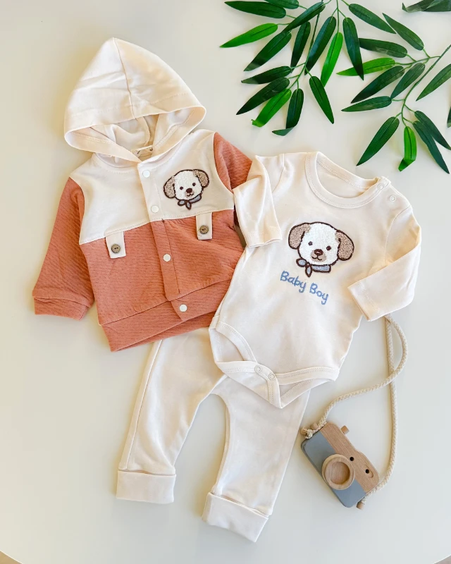 Baby dog hırkalı mevsimlik 3 parça bebe takım 